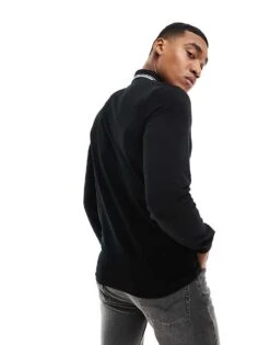 Fred Perry Long Sleeve Twin Tipped Polo Shirt In Black For Men -Modish Men Wear 200892605 4