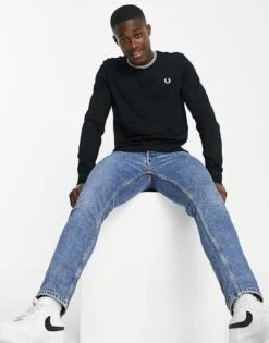 Fred Perry Tipped Long Sleeve Top In Black For Men -Modish Men Wear 202060735 3
