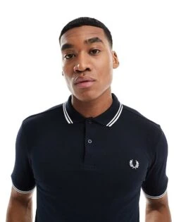 Fred Perry Twin Tipped Logo Polo In Navy/white For Men -Modish Men Wear 202959851 2