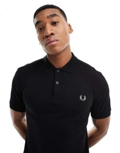 Fred Perry Plain Polo Shirt In Black For Men Black/chrome -Modish Men Wear 202959882 3