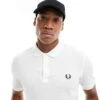 Fred Perry Plain Polo Shirt In White For Unisex