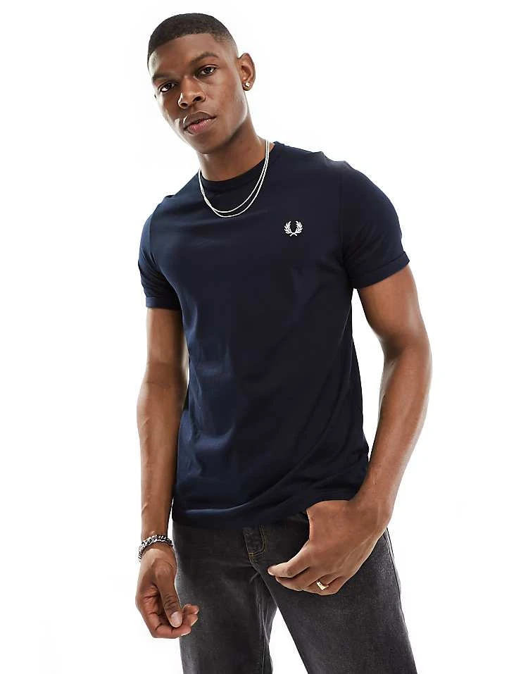 Fred Perry Ringer T-shirt In Navy For Men 6 Fred Perry Ringer T-shirt In Navy For Men - Image 4