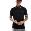 Fred Perry Twin Tipped Logo Polo In Black For Men