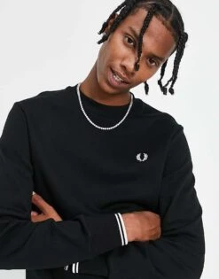 Fred Perry Crew Neck Sweat In Black For Men -Modish Men Wear 203587610 1 black 1