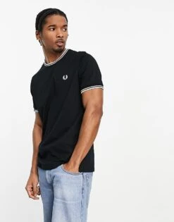 Fred Perry Twin Tipped T-shirt In Black For Men -Modish Men Wear 203587626 3