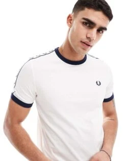 Fred Perry Taped Ringer T-shirt In White For Men -Modish Men Wear 203587691 1 white 1