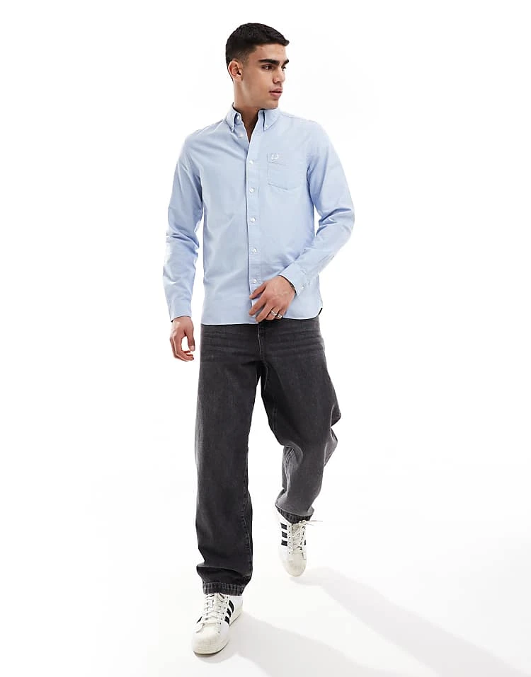 Fred Perry Oxford Shirt In Light Blue For Men 6 Fred Perry Oxford Shirt In Light Blue For Men - Image 4