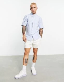 Fred Perry Short Sleeve Oxford Shirt In Light Blue For Men Lgiht Blue -Modish Men Wear 204536971 4