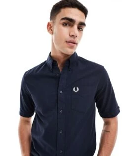 Fred Perry Short Sleeve Oxford Shirt In Navy For Men -Modish Men Wear 204536988 1 navy 1
