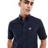 Fred Perry Short Sleeve Oxford Shirt In Navy For Men 2 Fred Perry Short Sleeve Oxford Shirt In Navy For Men -Modish Men Wear 204536988 1 navy
