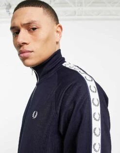 Fred Perry Taped Track Jacket In Blue For Men -Modish Men Wear 204536990 3
