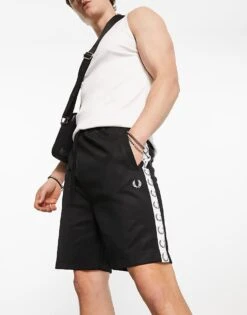 Fred Perry Taped Tricot Short In Black For Men