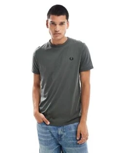 Fred Perry Ringer T-shirt In Khaki Green For Men