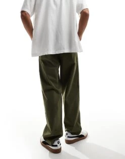 Fred Perry Straight Leg Twill Trousers In Uniform Green For Men -Modish Men Wear 205550722 3