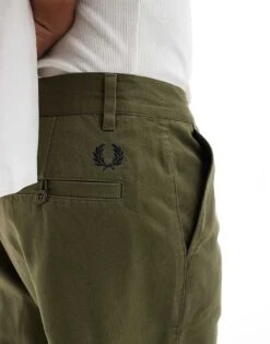 Fred Perry Straight Leg Twill Trousers In Uniform Green For Men -Modish Men Wear 205550722 4