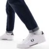 Fred Perry Leather Logo Trainers In White & Navy For Men -Modish Men Wear 205551362 1 white