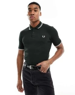 Fred Perry Twin Tipped Logo Polo In Green For Men -Modish Men Wear 205553661 1 green 1