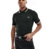 Fred Perry Twin Tipped Logo Polo In Green For Men