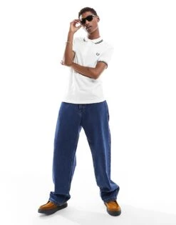 Fred Perry Twin Tipped Logo Polo In White/red/navy For Men -Modish Men Wear 205553677 3