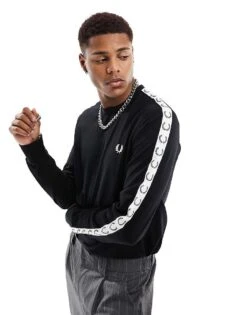 Fred Perry Long Sleeve Taped Ringer T-shirt In Black For Men 11 Fred Perry Long Sleeve Taped Ringer T-shirt In Black For Men -Modish Men Wear 205555265 1 black 1