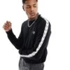 Fred Perry Long Sleeve Taped Ringer T-shirt In Black For Men