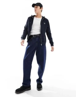 Fred Perry Zip Through Hoodie In Navy For Men -Modish Men Wear 205555281 4