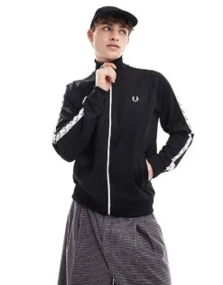 Fred Perry Taped Track Jacket In Black For Men -Modish Men Wear 205572932 1 black 1