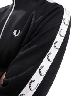 Fred Perry Taped Track Jacket In Black For Men -Modish Men Wear 205572932 2