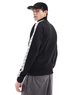 Fred Perry Taped Track Jacket In Black For Men -Modish Men Wear 205572932 3