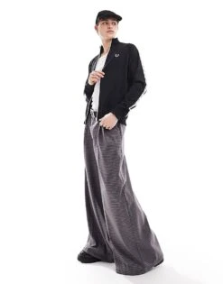 Fred Perry Taped Track Jacket In Black For Men -Modish Men Wear 205572932 4