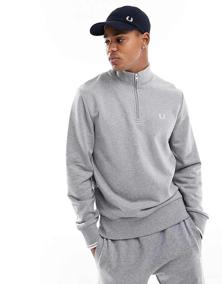 Fred Perry Half Zip Sweatshirt In Grey For Men 3 Fred Perry Half Zip Sweatshirt In Grey For Men