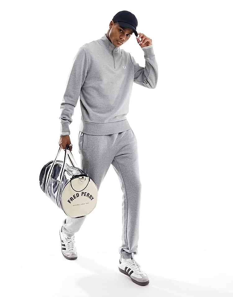 Fred Perry Half Zip Sweatshirt In Grey For Men 4 Fred Perry Half Zip Sweatshirt In Grey For Men - Image 2