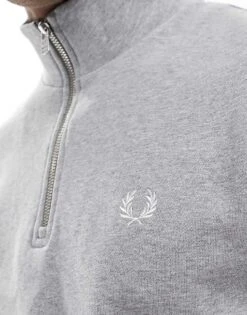 Fred Perry Half Zip Sweatshirt In Grey For Men 9 Fred Perry Half Zip Sweatshirt In Grey For Men -Modish Men Wear 205573032 3