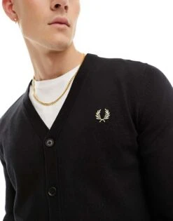 Fred Perry Classic Cardigan In Black For Men -Modish Men Wear 205574455 3