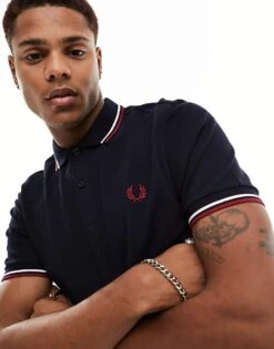 Fred Perry Twin Tipped Logo Polo In Navy For Men Black -Modish Men Wear 205575872 1 black 1