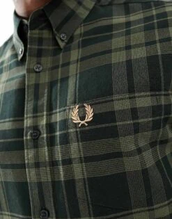 Fred Perry Tonal Tartan Shirt In Dark Green For Men 9 Fred Perry Tonal Tartan Shirt In Dark Green For Men -Modish Men Wear 206035664 3
