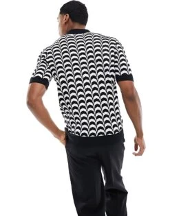 Fred Perry Jaquard Knit Polo Shirt In Black For Men -Modish Men Wear 206035845 3