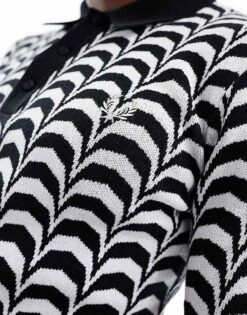 Fred Perry Jaquard Knit Polo Shirt In Black For Men -Modish Men Wear 206035845 4