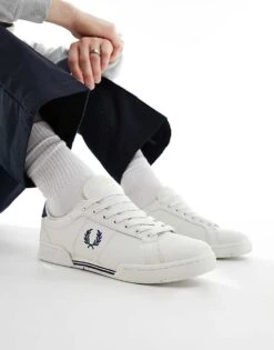 Fred Perry B722 Leather Trainers In White And Blue For Men -Modish Men Wear 206035974 1 white 1