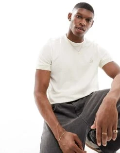 Fred Perry Striped Cuff T-shirt In White For Men