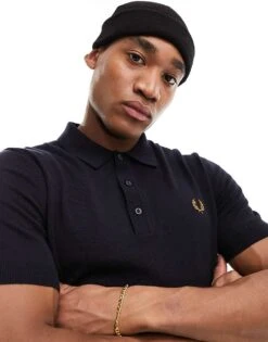 Fred Perry Knitted Polo In Navy For Men -Modish Men Wear 206036666 4
