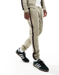 Fred Perry Co-ord Contrast Taped Track Pants In Beige For Men -Modish Men Wear 206691809 3