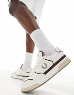 Fred Perry B300 Leather And Mesh Trainer In White For Men -Modish Men Wear 206691995 1 white 1