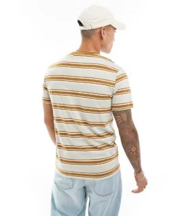 Fred Perry Stripe T-shirt In Peach And Orange For Men -Modish Men Wear 206692033 4
