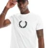 Fred Perry Flocked Laurel Wreath T-shirt In White For Men -Modish Men Wear 206692170 1 white