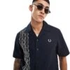 Fred Perry Embroidered Revere Collar Shirt In Navy For Men -Modish Men Wear 206692234 1 navy