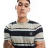 Fred Perry Bold Stripe T-shirt In Navy And Grey For Men -Modish Men Wear 206692255 1 navy