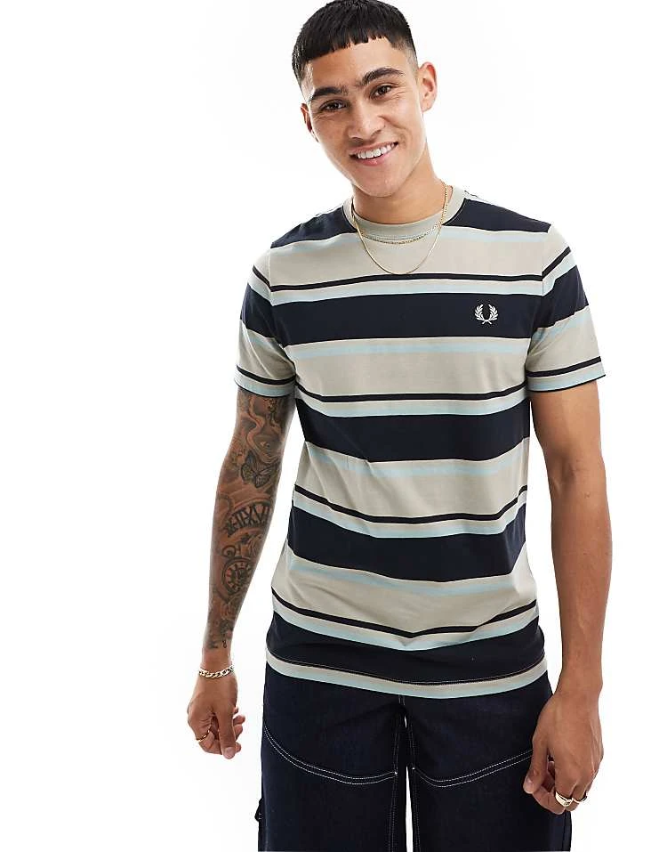 Fred Perry Bold Stripe T-shirt In Navy And Grey For Men 6 Fred Perry Bold Stripe T-shirt In Navy And Grey For Men - Image 4
