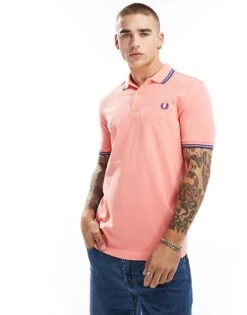 Fred Perry Twin Tipped Polo Shirt In Bright Pink For Men -Modish Men Wear 206692377 1 pink 1