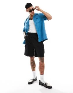 Fred Perry Linen Shirt In Blue For Men